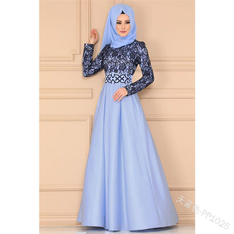 Factory Direct Supply To Iduoduo European And American Splicing Large Swing Skirt Ethnic Style Long Skirt Lace Retro Dress 1025 - Image 3