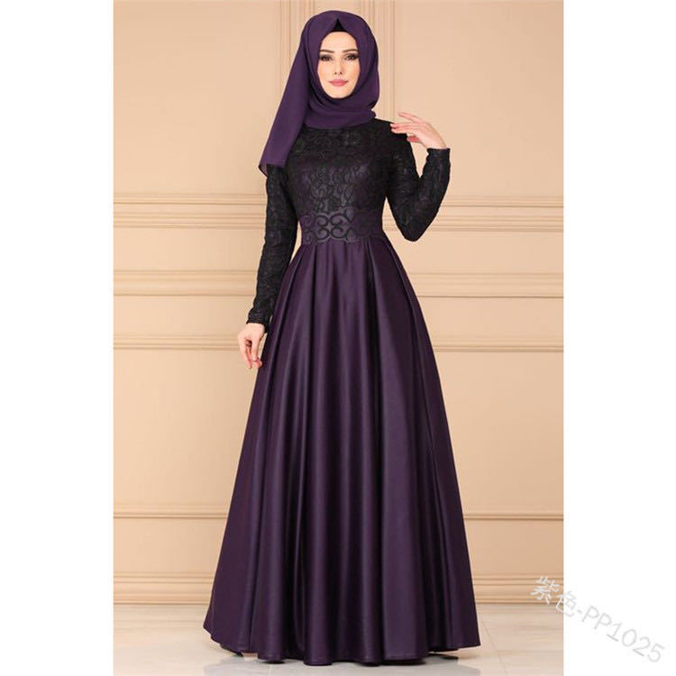 Factory Direct Supply To Iduoduo European And American Splicing Large Swing Skirt Ethnic Style Long Skirt Lace Retro Dress 1025 - Image 6