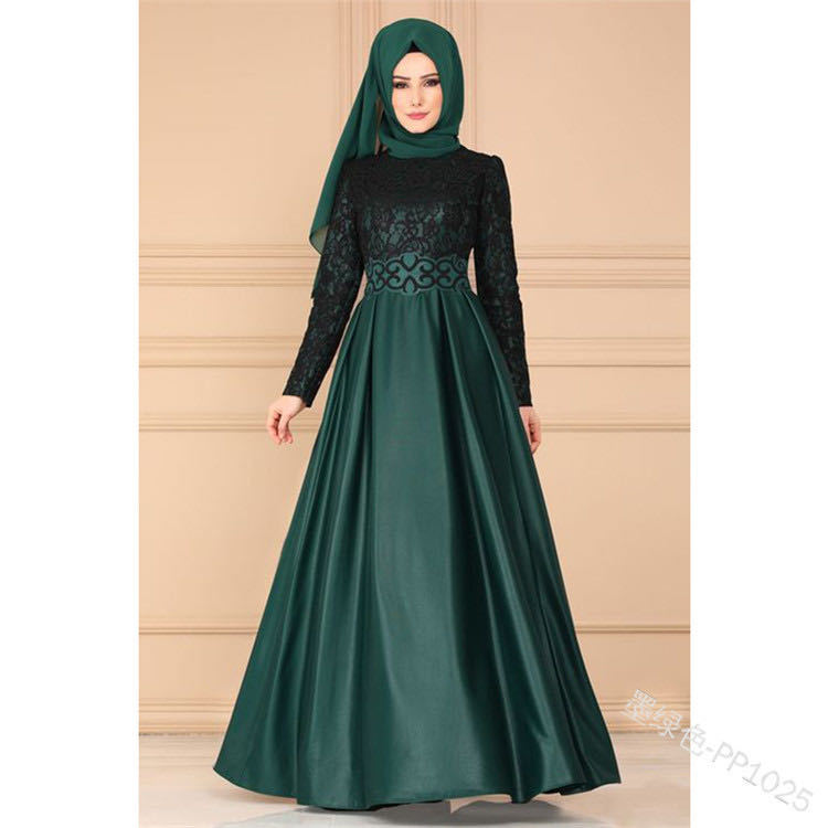 Factory Direct Supply To Iduoduo European And American Splicing Large Swing Skirt Ethnic Style Long Skirt Lace Retro Dress 1025 - Image 11