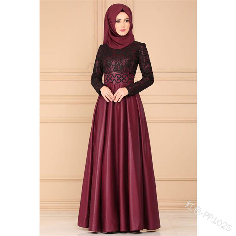 Factory Direct Supply To Iduoduo European And American Splicing Large Swing Skirt Ethnic Style Long Skirt Lace Retro Dress 1025 - Image 9