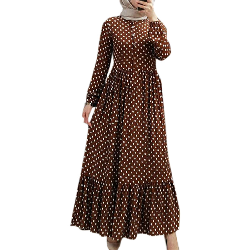 Factory Direct Supply Cross-Border European And American New Long Skirt Classic Polka Dot Ruffle Pleated High Waist Dress 20351# - Image 9