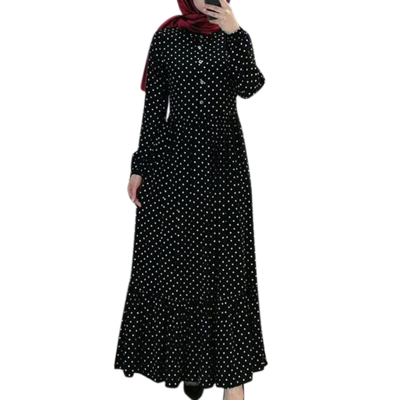 Factory Direct Supply Cross-Border European And American New Long Skirt Classic Polka Dot Ruffle Pleated High Waist Dress 20351# - Image 7