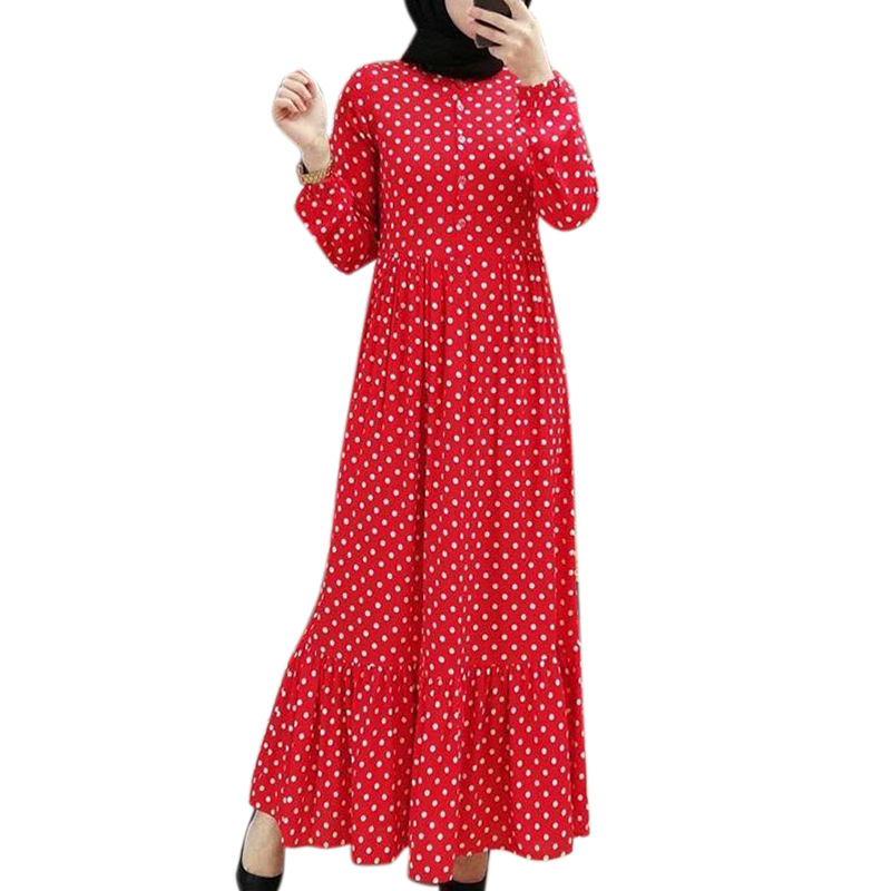 Factory Direct Supply Cross-Border European And American New Long Skirt Classic Polka Dot Ruffle Pleated High Waist Dress 20351# - Image 8