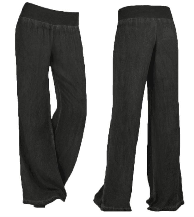 Directly From The Manufacturer, New European And American Casual Fashion Wide-Leg Pants, Elastic Waist Denim Trousers For Women 1708 - Image 3