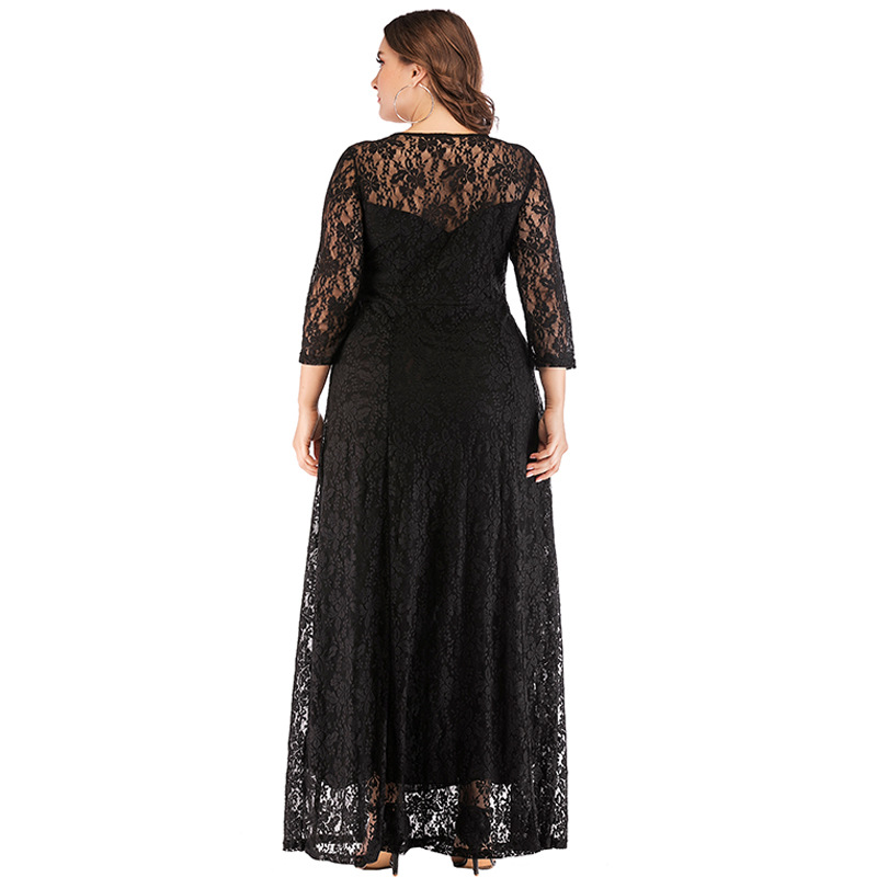 Factory Direct Supply For Muslim Long Skirts, Plus Size Dresses For Fat Girls, Lace Long Skirts, Hollow Long-Sleeved Dresses 1817 - Image 5