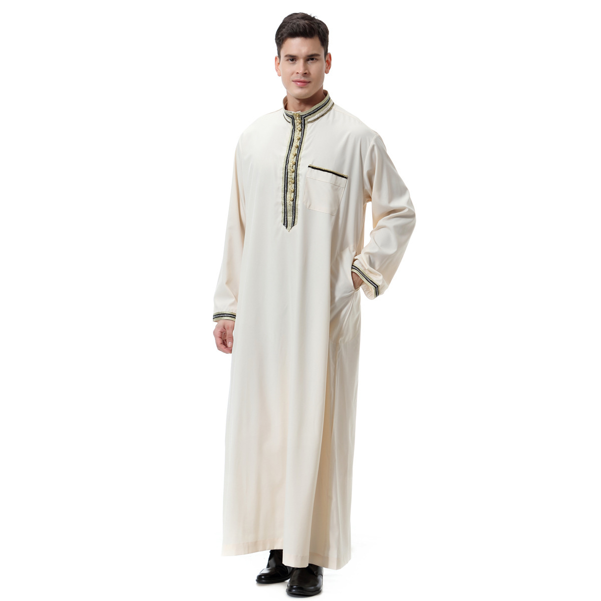 Luxury Thobe men muslim dress thawb Muslim Robes Dubai Kaftan Islamic Clothing Arabe robe factory price shenzhen lily cheng - Image 6