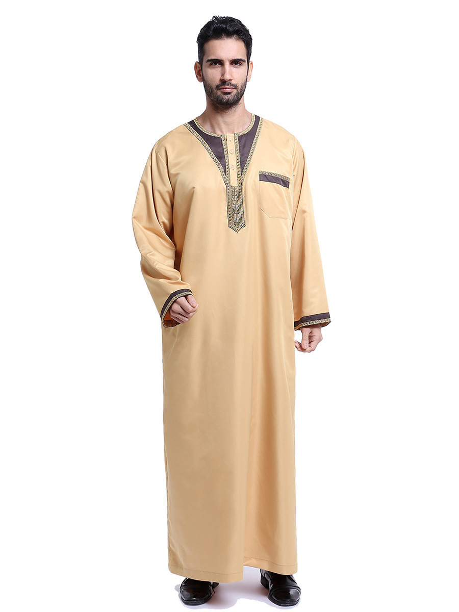 Muslim thawb Dubai Kaftan men Islamic Clothing Arab Middle Robe Prayer Eid Clothes Arabe robe factory price shenzhen lily cheng - Image 3