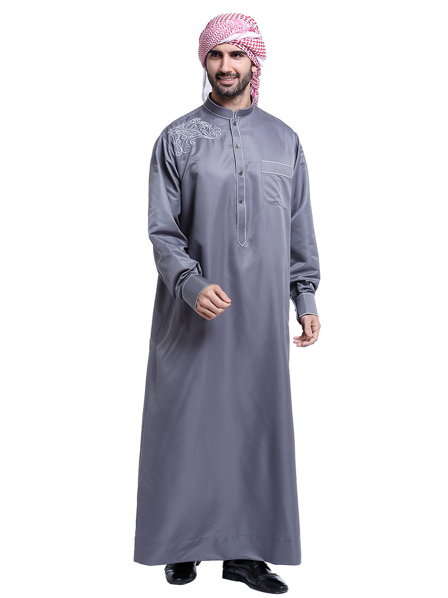 Thobe men muslim thawb Muslim Robes Dubai Islamic Clothing Robe Prayer Eid Clothes Arabe robe factory price shenzhen lily cheng - Image 5