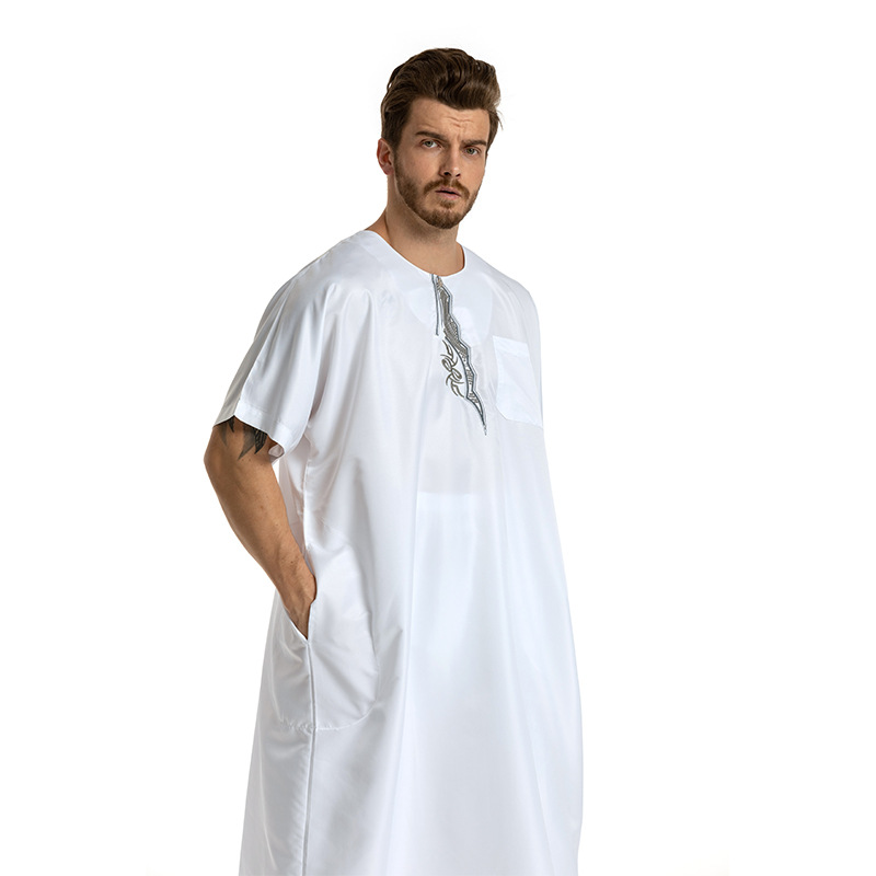 Men Short sleeves Robes Dubai Kaftan man Islamic Clothing Arab Prayer thobes Muslim robes factory price shenzhen lily cheng - Image 6