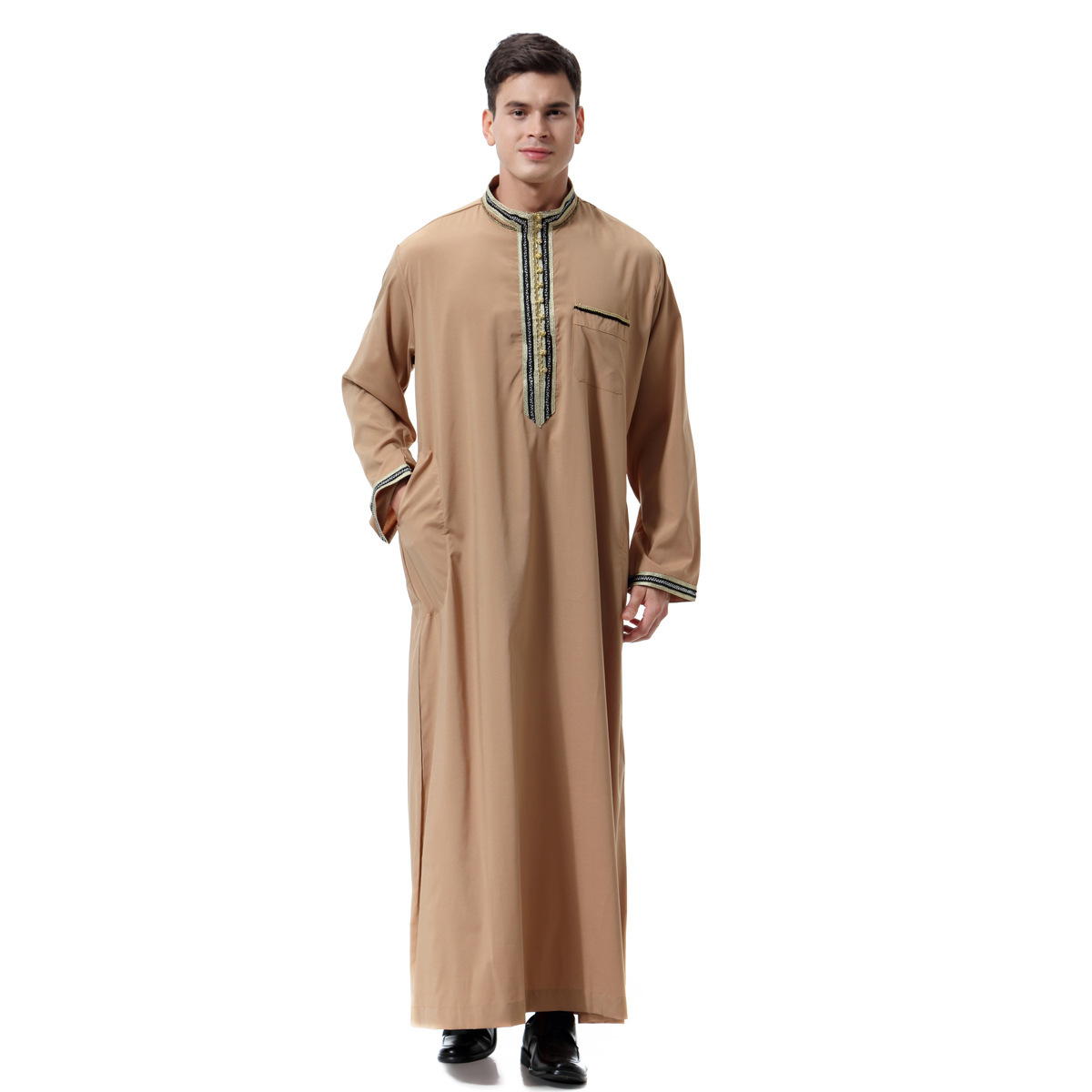 Luxury Thobe men muslim dress thawb Muslim Robes Dubai Kaftan Islamic Clothing Arabe robe factory price shenzhen lily cheng - Image 3