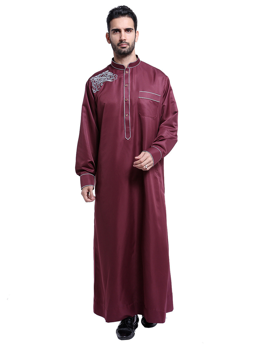 Thobe men muslim thawb Muslim Robes Dubai Islamic Clothing Robe Prayer Eid Clothes Arabe robe factory price shenzhen lily cheng - Image 3