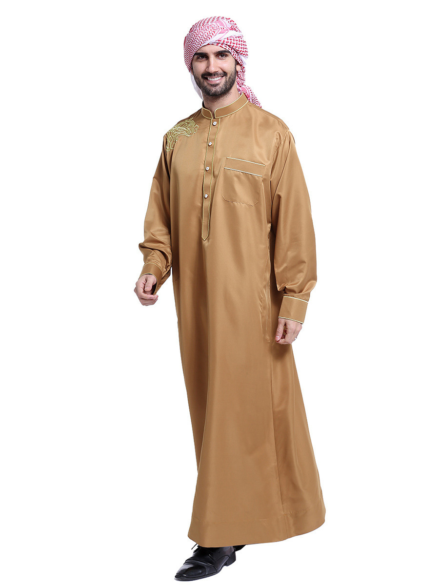 Thobe men muslim thawb Muslim Robes Dubai Islamic Clothing Robe Prayer Eid Clothes Arabe robe factory price shenzhen lily cheng - Image 4