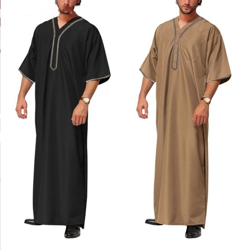 Muslim Short sleeves Robes Dubai Islamic traditional Clothing Prayer Eid Clothes Arabe robe factory price shenzhen lily cheng - Image 6