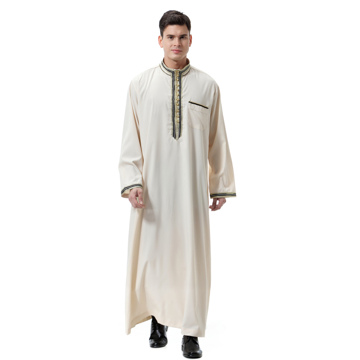 Luxury Thobe men muslim dress thawb Muslim Robes Dubai Kaftan Islamic Clothing Arabe robe factory price shenzhen lily cheng - Image 5