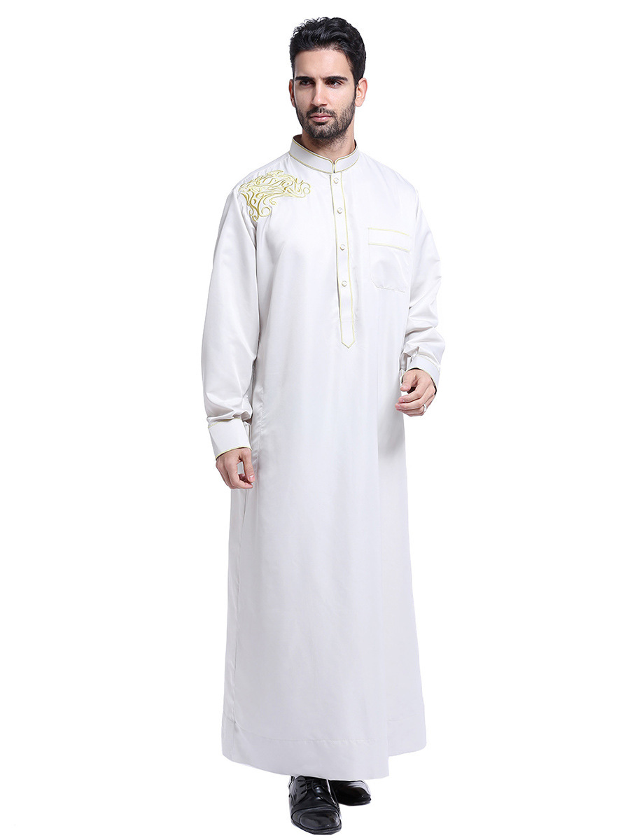 Thobe men muslim thawb Muslim Robes Dubai Islamic Clothing Robe Prayer Eid Clothes Arabe robe factory price shenzhen lily cheng - Image 6