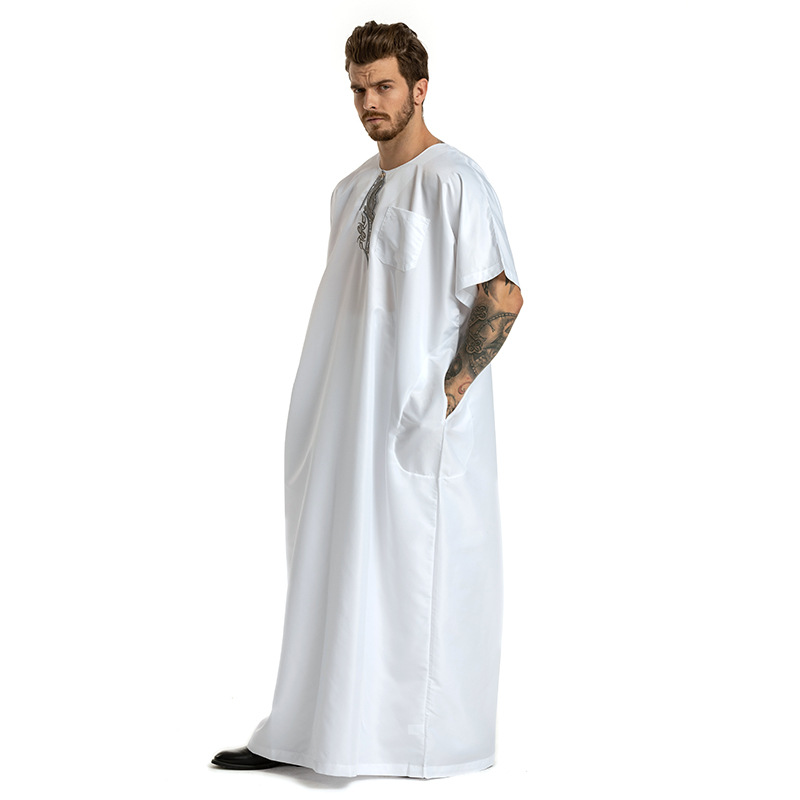 Men Short sleeves Robes Dubai Kaftan man Islamic Clothing Arab Prayer thobes Muslim robes factory price shenzhen lily cheng - Image 4