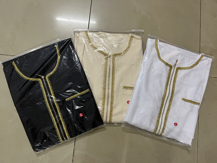 2024 Middle East Men Muslim Robes Dubai Kaftan men Islamic Clothing Arab Middle Printed Zip Round Neck Robe Prayer Eid Clothes - Image 6