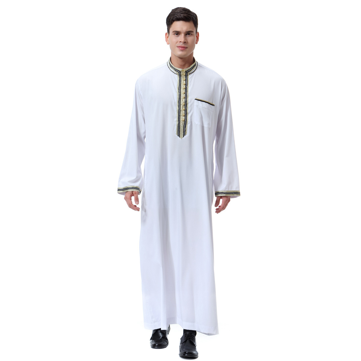 Luxury Thobe men muslim dress thawb Muslim Robes Dubai Kaftan Islamic Clothing Arabe robe factory price shenzhen lily cheng - Image 2