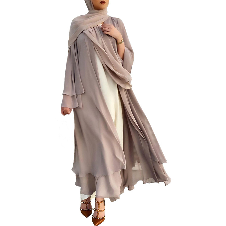 Directly From The Factory, Yiduoduo's New Cross-Border Aliexpress Chiffon Cardigan Temperament Long Skirt Solid Color Dress 21419 - Image 17