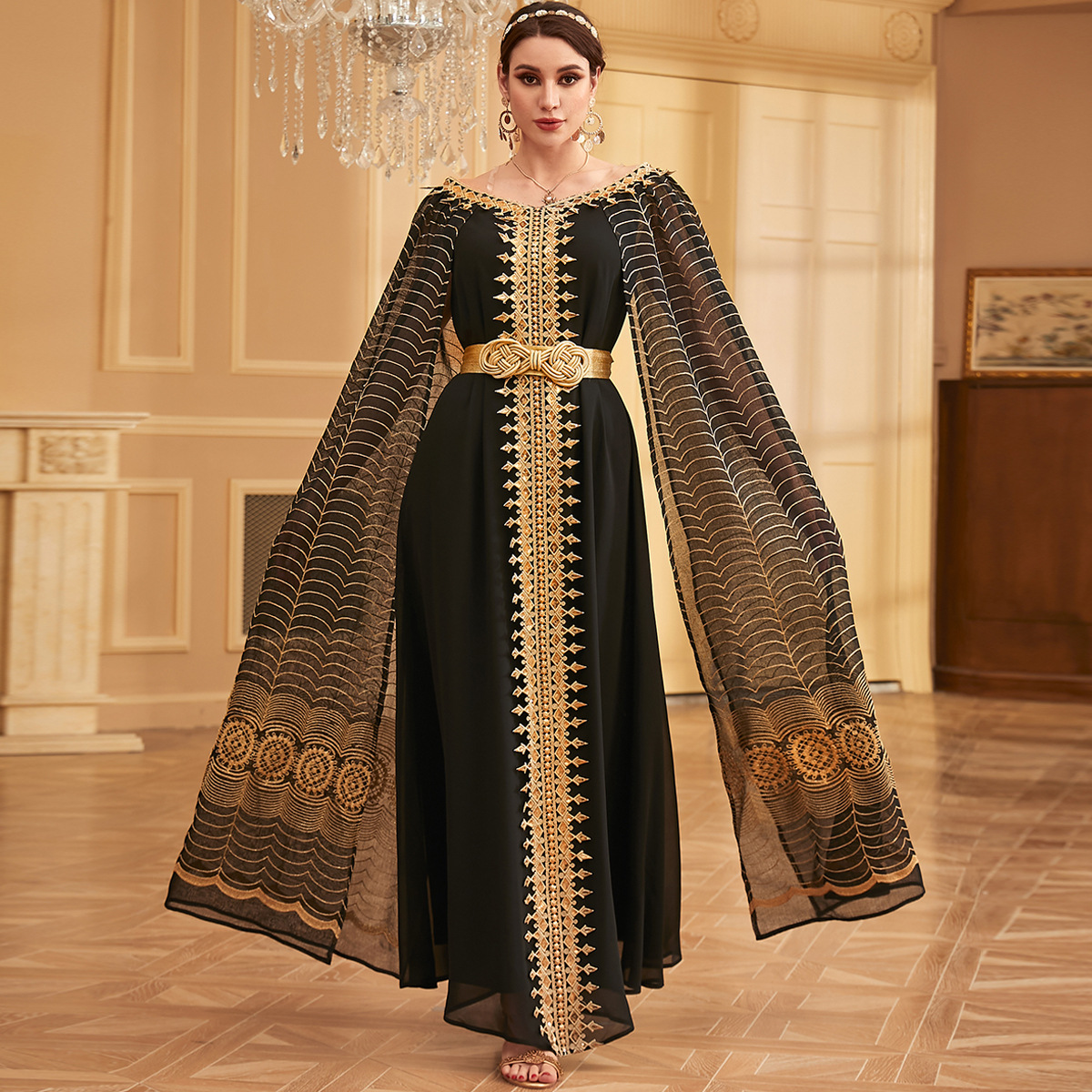 3971 Middle East Cross-Border Arabic Dress Robe Sleeveless Dubai Fashion Outer Embroidered Elegant European And American Dress - Image 2