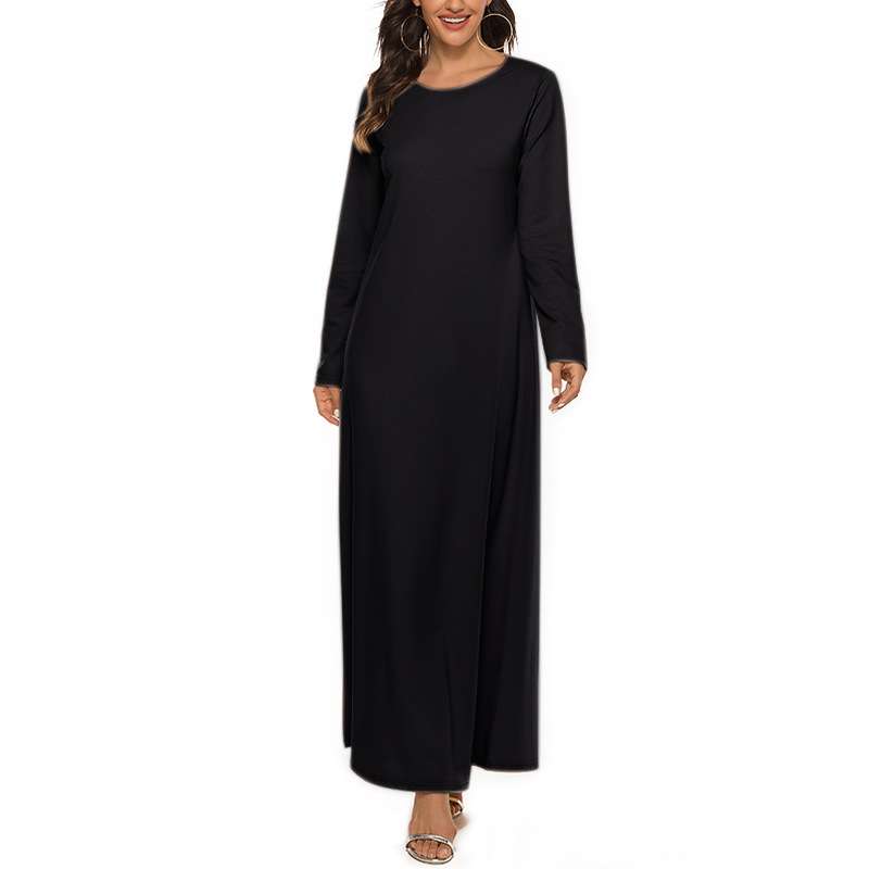 Factory Direct Supply Of New Muslim Basic Long-Sleeved Inner Dress 220G 95% Cotton With Free Belt 21001 - Image 8