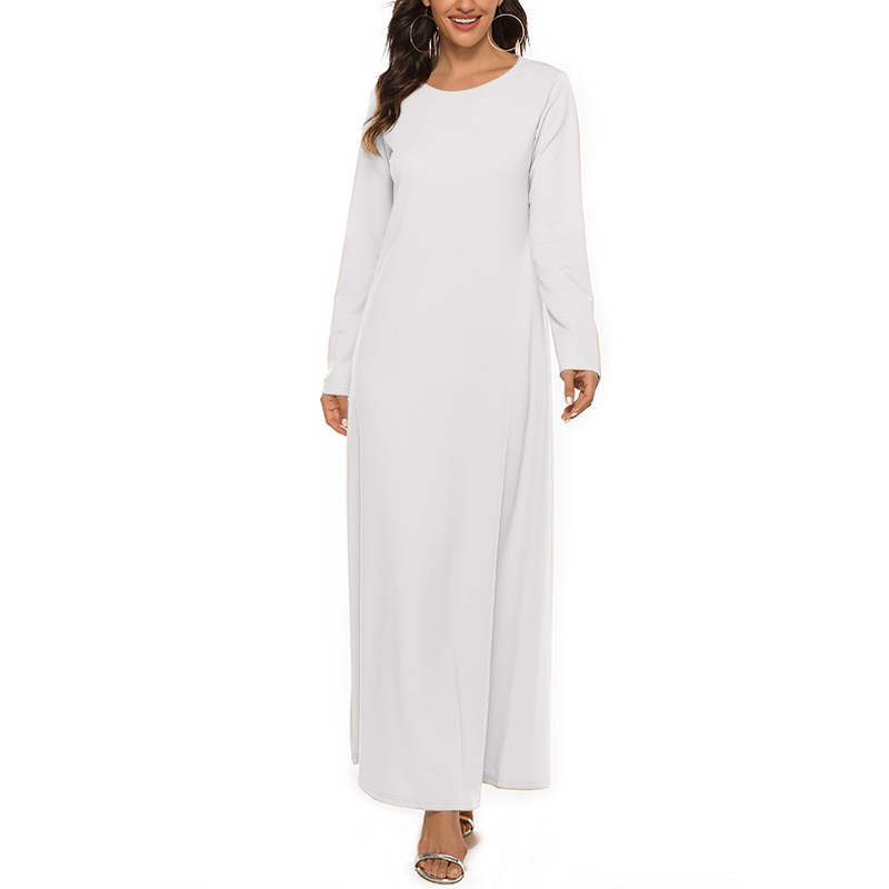 Factory Direct Supply Of New Muslim Basic Long-Sleeved Inner Dress 220G 95% Cotton With Free Belt 21001 - Image 4