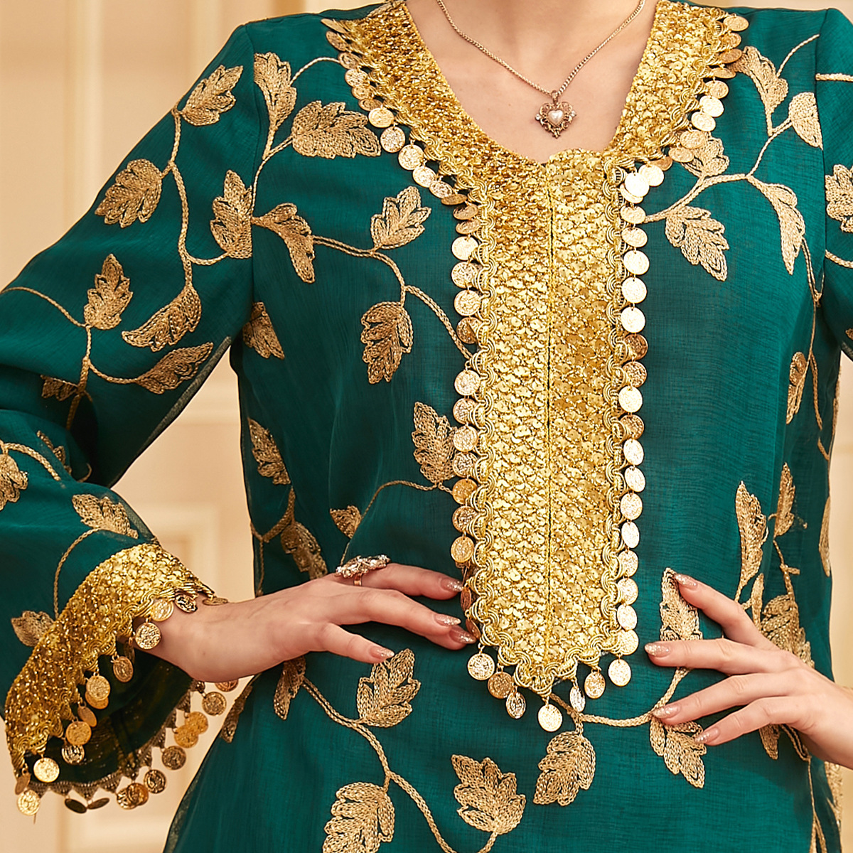 3816 Middle East Arabian Dubai Mesh Embroidered Evening Dress European Muslim Party Dinner Fashion Dress - Image 4