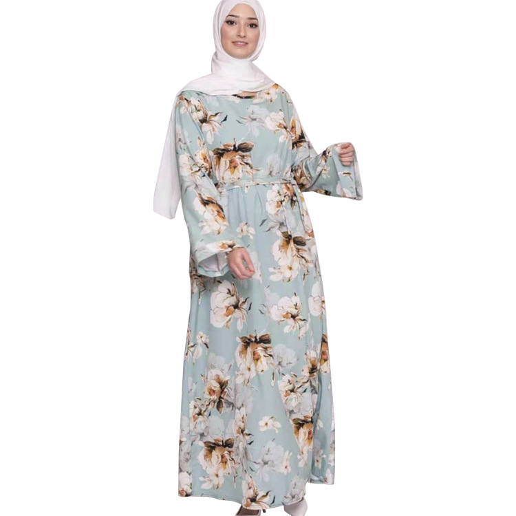 Factory Direct Supply To Iduoduo's New European And American Fashion Printed Splicing Dress Lace-Up Large Size Long Skirt 21665 - Image 5