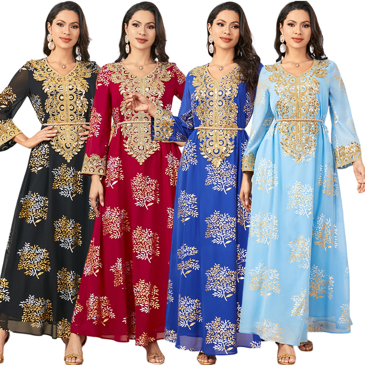 3950 Amazon Middle East Cross-Border New Women's Malay Indonesian Muslim Robe Fashionable Bronzing Dress