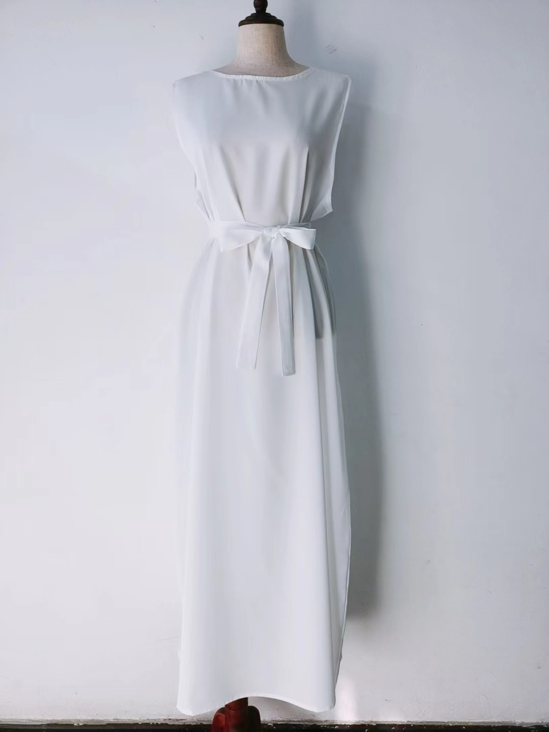 Directly From The Manufacturer, Iduoduo European And American Fashion New Sleeveless Round Neck Middle Eastern Long Skirt Solid Color Versatile Lining 21452 - Image 7