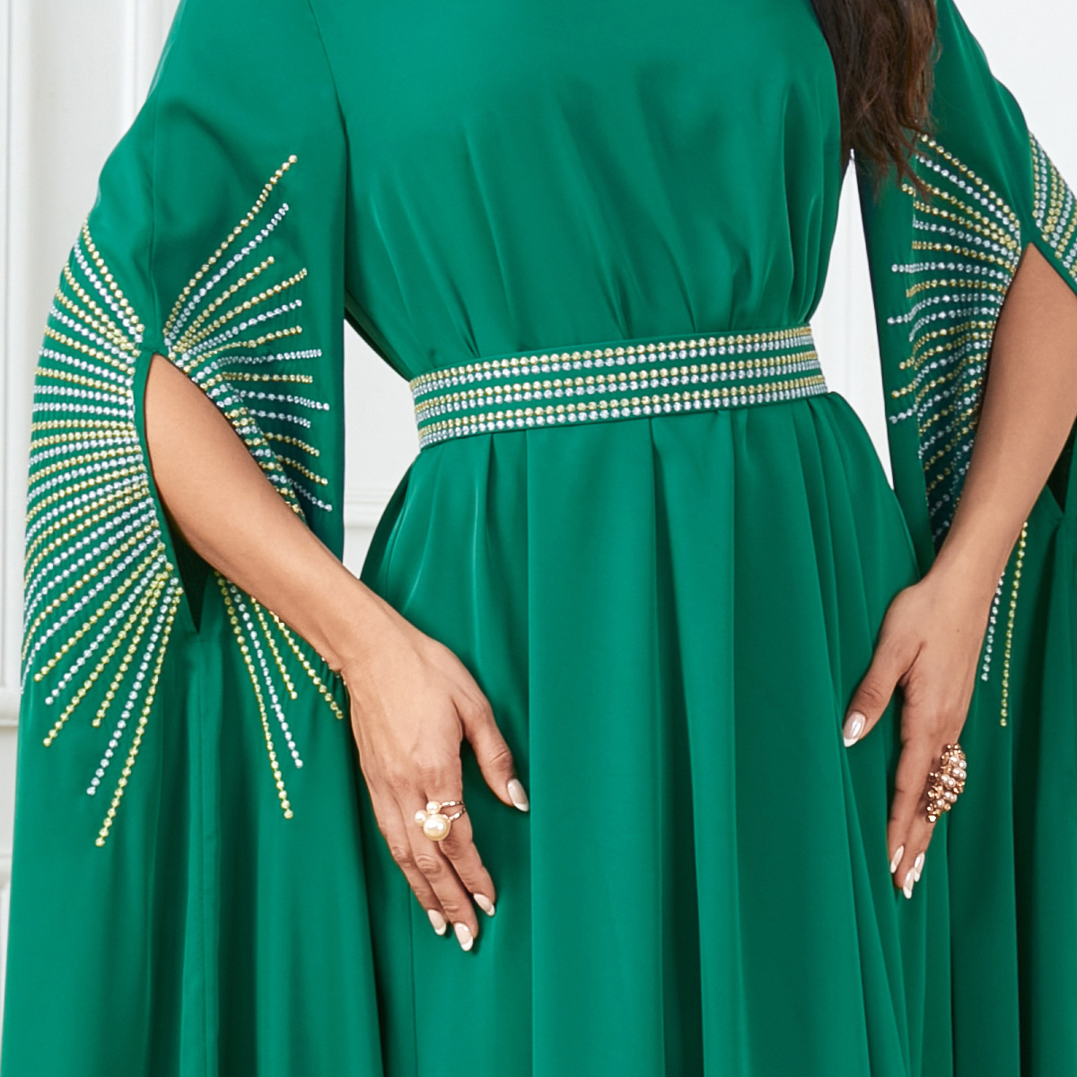 3870 Middle East Foreign Trade Robe Cross-Border Abaya Women's Embroidered Abaya Super Long-Sleeved Dress Dubai Long Skirt - Image 4