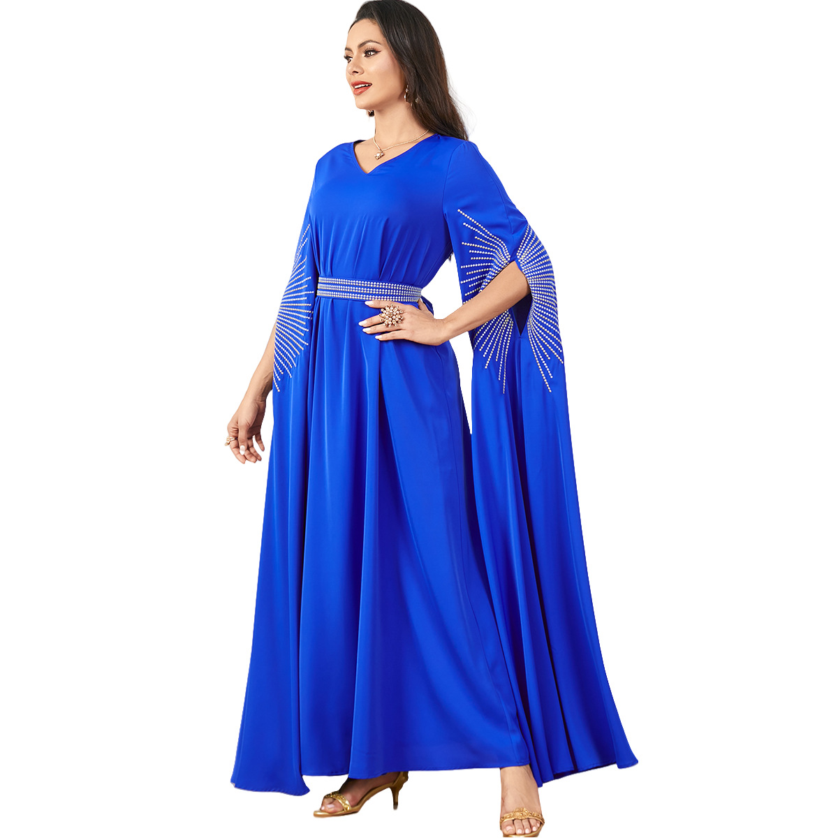 3870 Middle East Foreign Trade Robe Cross-Border Abaya Women's Embroidered Abaya Super Long-Sleeved Dress Dubai Long Skirt - Image 5