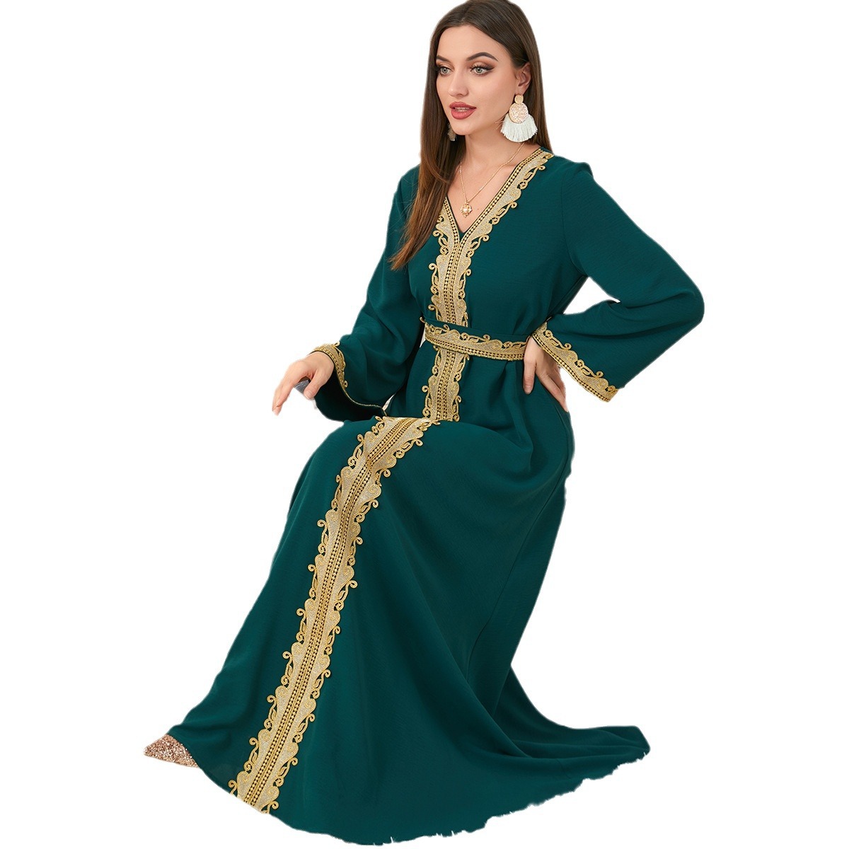 3252 Dress Autumn Clothing 2022 New Autumn Women's Long Sleeve Skirt Foreign Trade Embroidery Muslim Robe - Image 5
