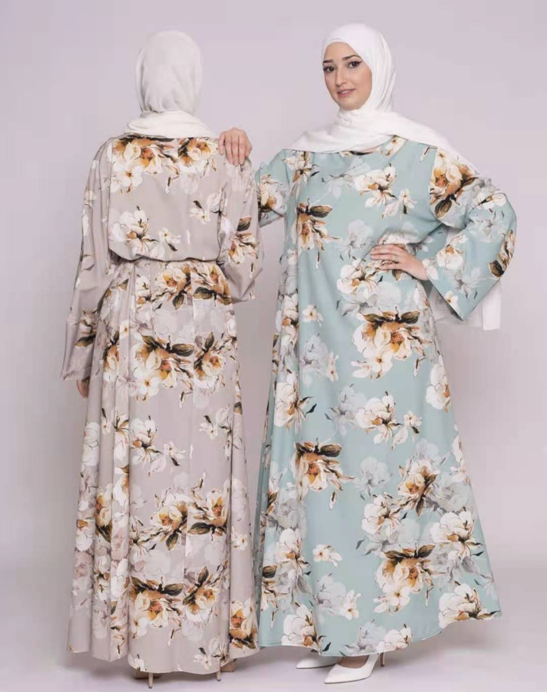 Factory Direct Supply To Iduoduo's New European And American Fashion Printed Splicing Dress Lace-Up Large Size Long Skirt 21665