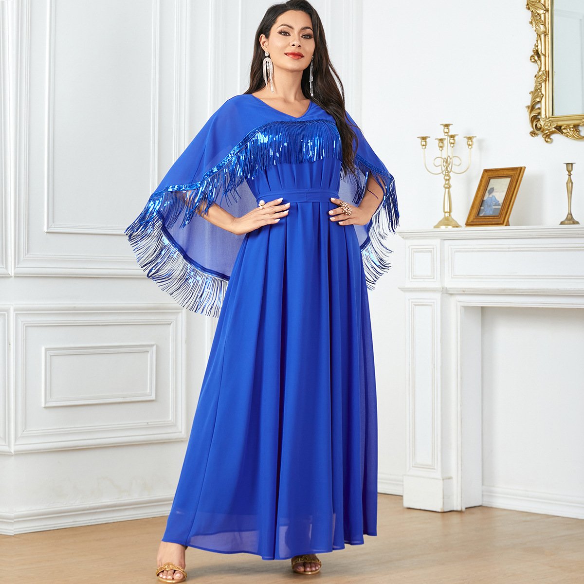 3901 Middle East Cross-Border Fashion Simple Sleeveless Evening Dress 2024 New Long Skirt Arabic Solid Color Dress