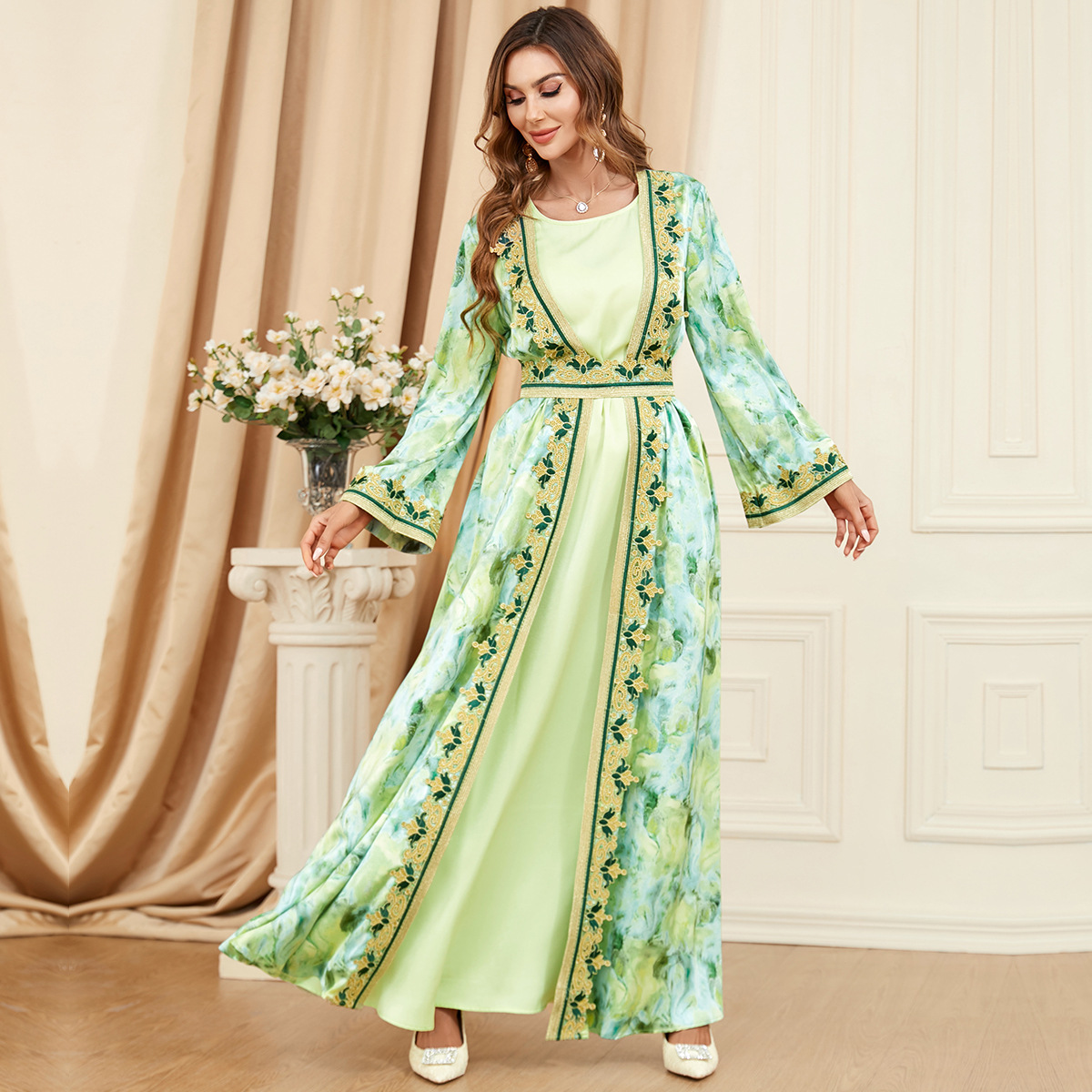 3429 Cross-Border Middle East Dubai Temperament Commuter Fashion Two-Piece Dress Foreign Trade Muslim Women's Evening Dress - Image 4
