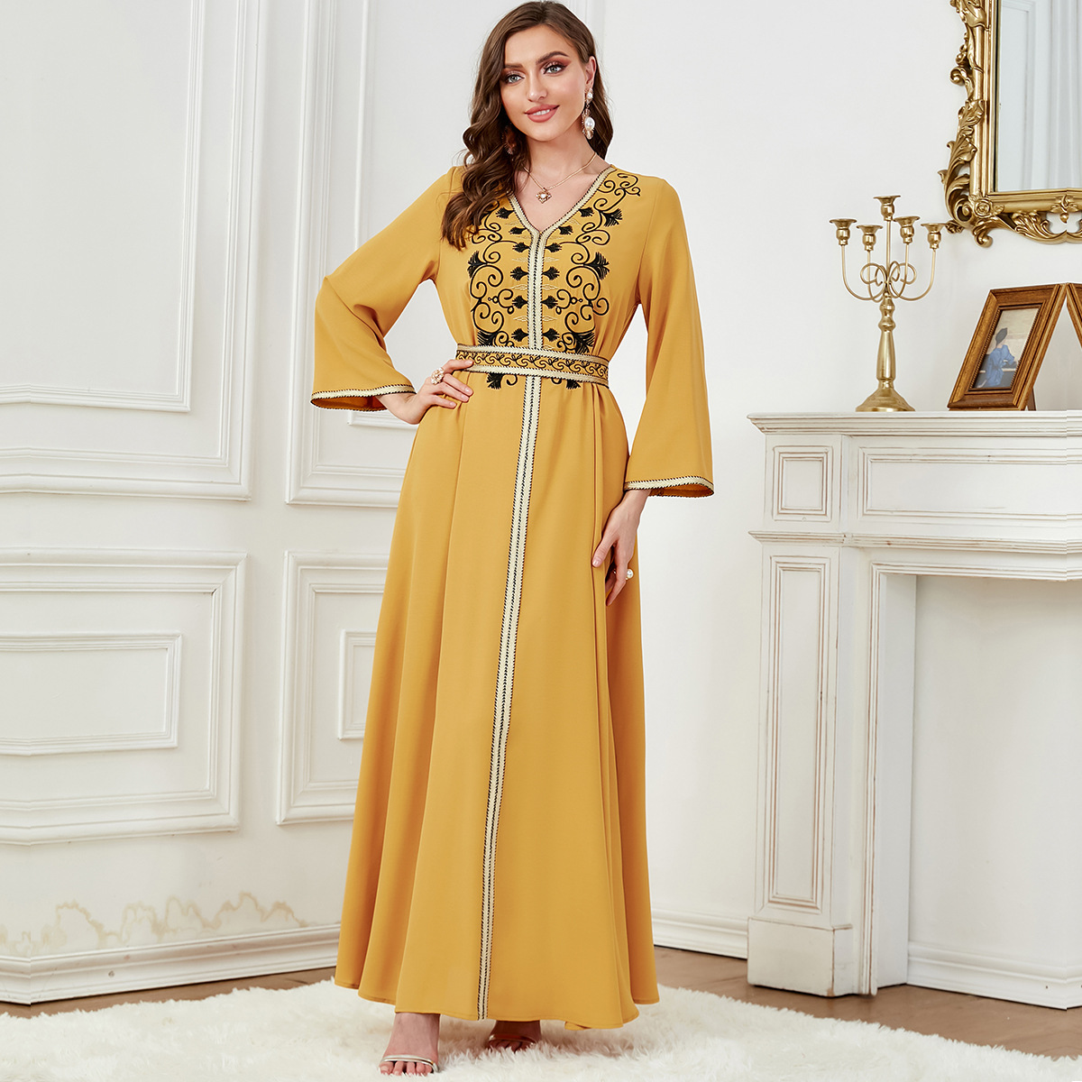 3626 Middle East Amazon European And American Cross-Border Elegant Long Skirt Dubai Robe Muslim Clothing Embroidered Dress - Image 2