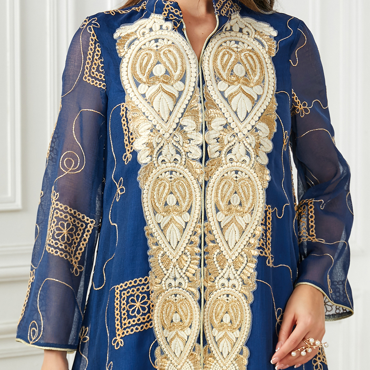 3782 Middle East Cross-Border Muslim Women's Elegant Long Skirt Fashionable Loose Mesh Embroidered Robe Dress - Image 4