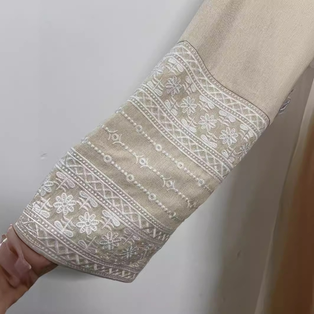 Directly From The Factory, Iduoduo's New Elegant And Exquisite Embroidered Dress Solid Color Splicing Lace-Up Cardigan 24701 - Image 4