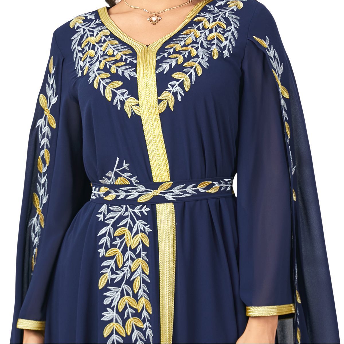 3932 Middle East Cross-Border Fashion Embroidered One-Piece Evening Gown Women's Arabian Robe Dubai Dress - Image 5