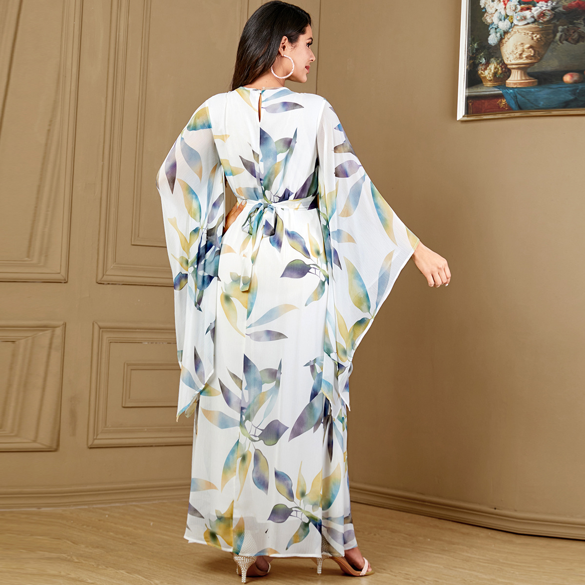 4031 European And American Foreign Trade Middle East Cross-Border Women's Printed Long Skirt Arabian Fashion Light Luxury Dress New Dress - Image 4