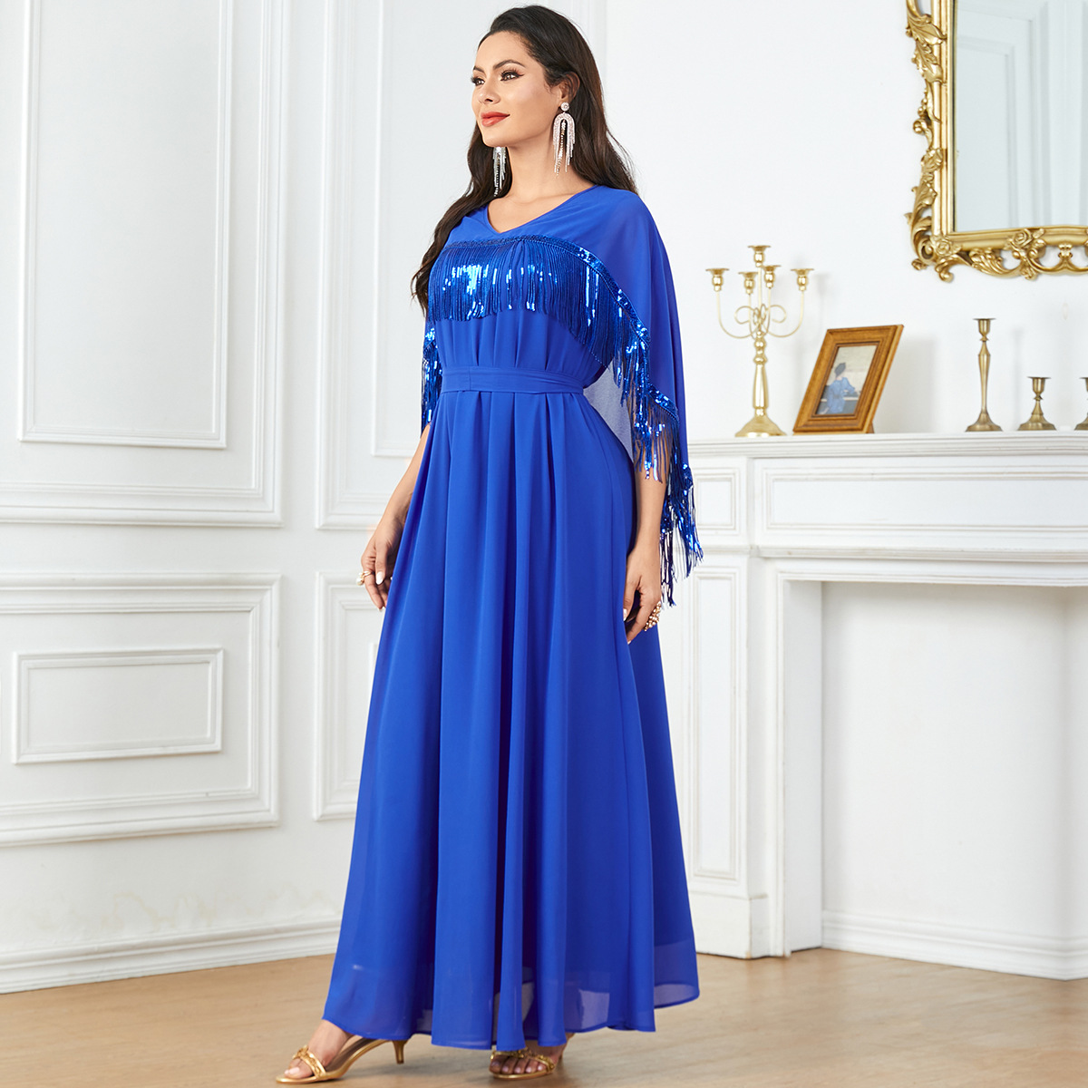 3901 Middle East Cross-Border Fashion Simple Sleeveless Evening Dress 2024 New Long Skirt Arabic Solid Color Dress - Image 2