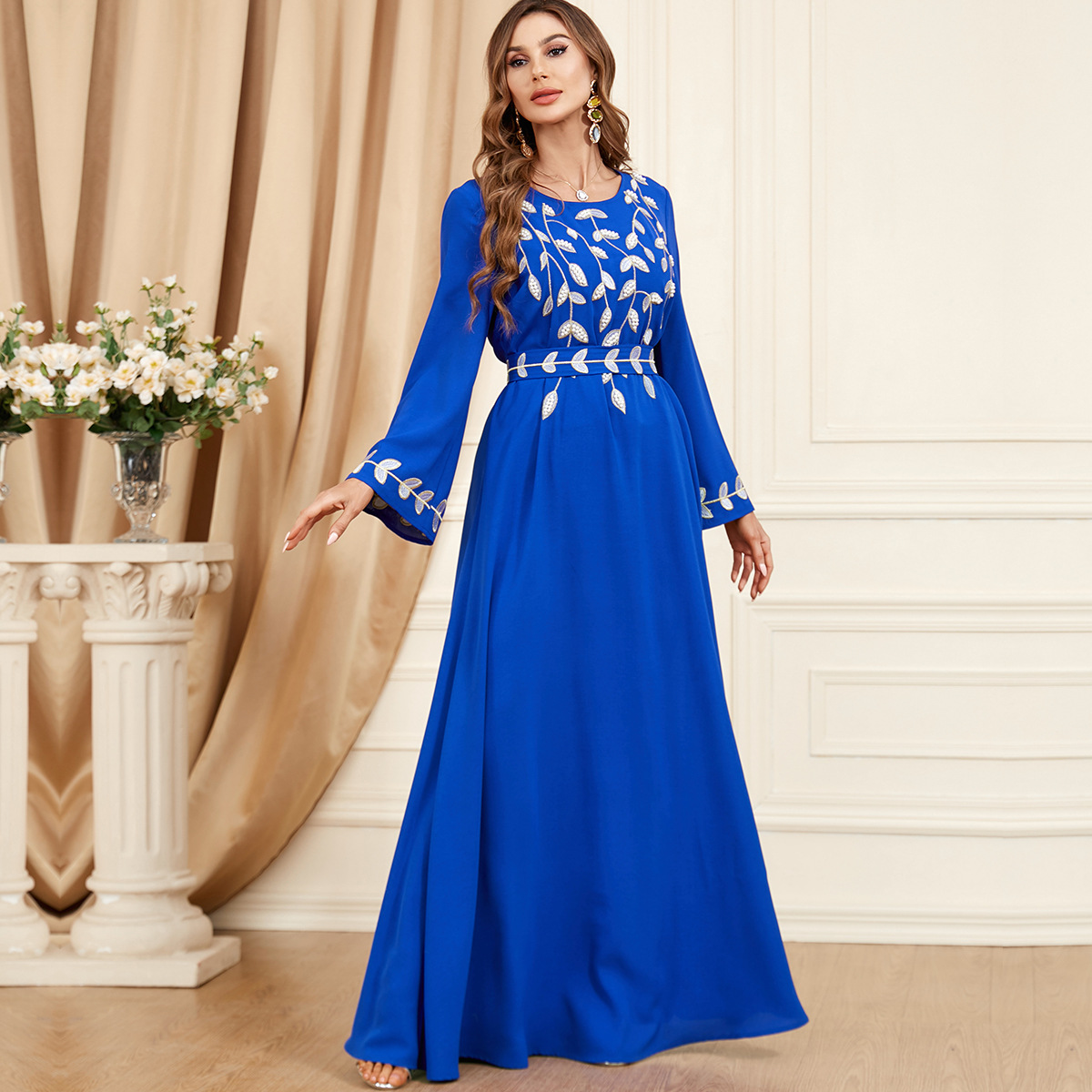 3431 Cross-Border Middle East Dubai New Casual Fashion Embroidered Beaded Dress Foreign Trade Muslim Women's Robe - Image 2