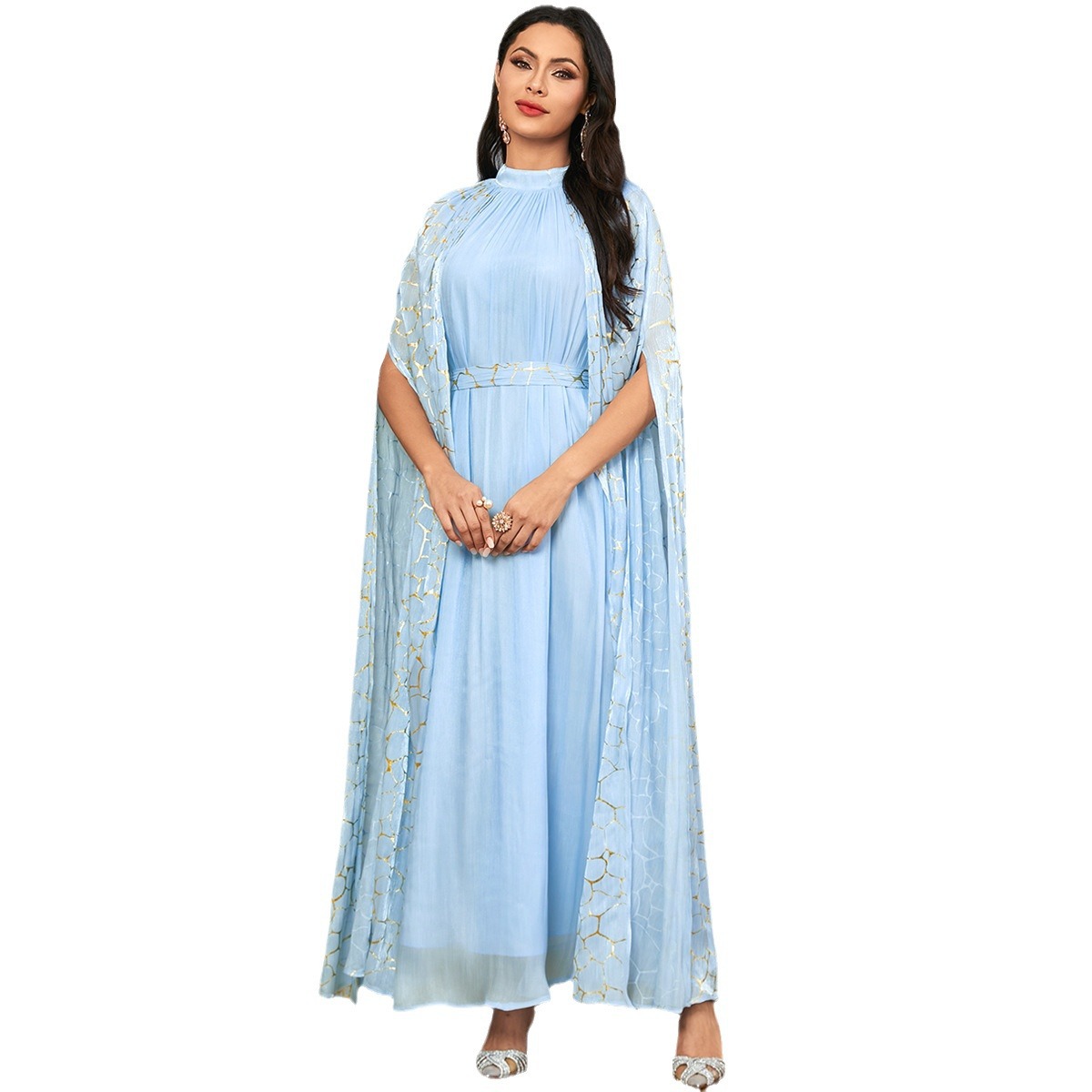3834 Cross-Border Middle East Foreign Trade 2024 New Muslim Ethnic Style Bronzing Dubai Robe Arabian Dress - Image 5